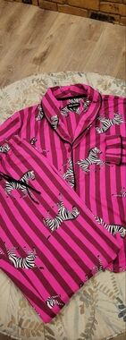 Pink Striped Zebra Print Pajama Set - Women